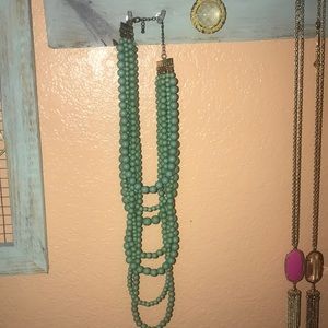 Aqua layered beaded necklace